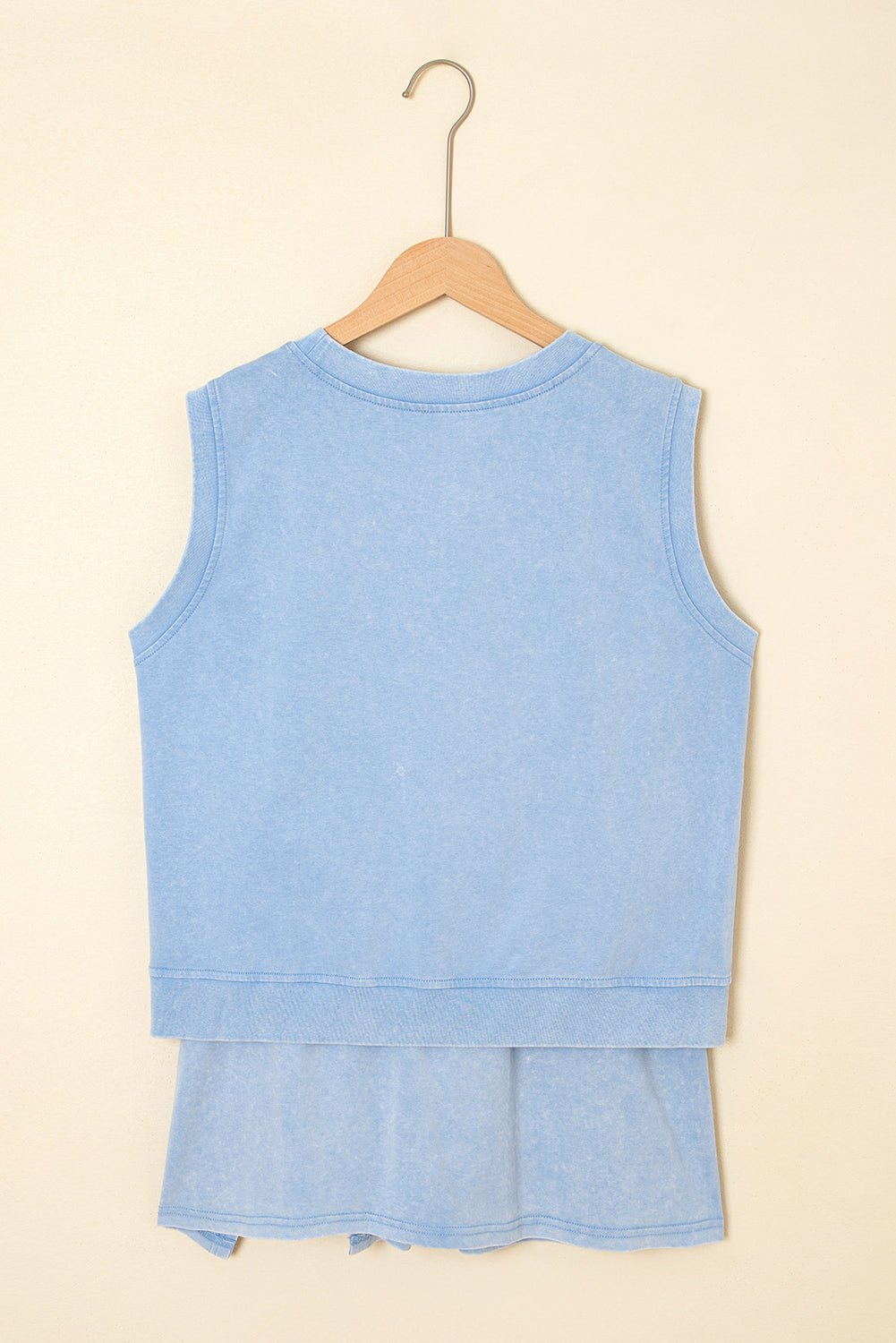 Myosotis 2 Pieces Mineral Wash Cotton Tank Top Lined Split Skort Set