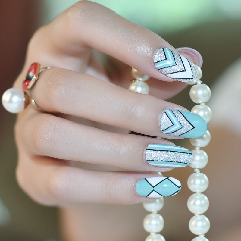 Mint Geo Nail Strips