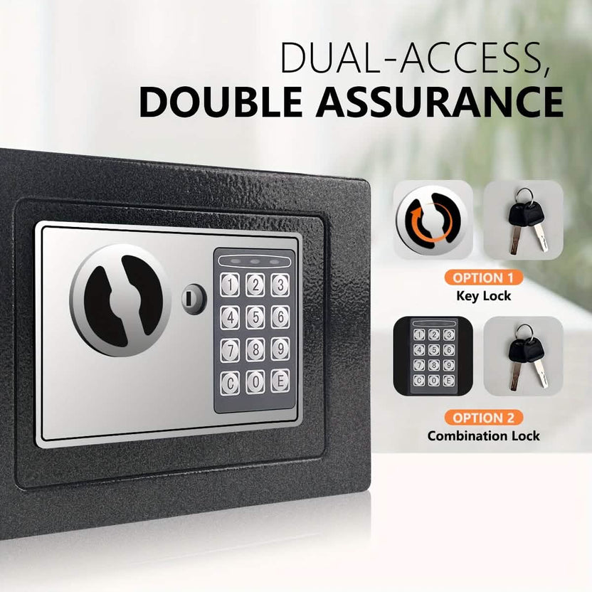 Fireproof Digital Home Safe with Keypad Sensor Light & Money Bag-Silver