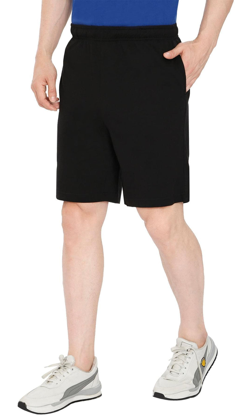2 Pack Mens Cotton Knit Shorts with Elastic Waistband and Inner Drawstrings