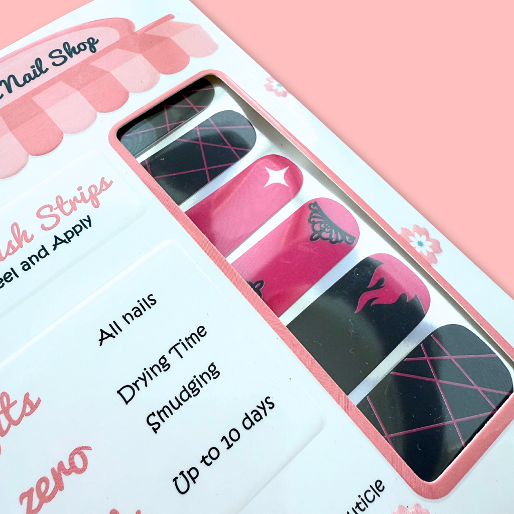 Black Pink Nail Strips