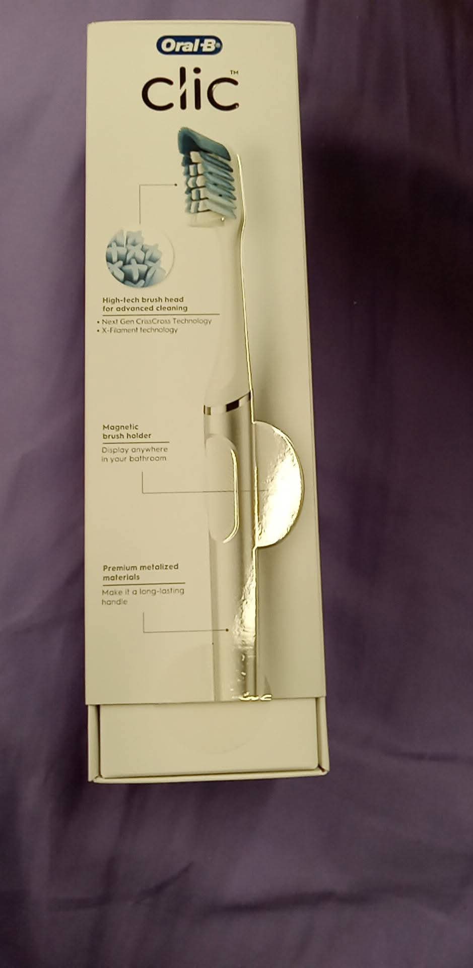 Oral-B Clic Rose Gold Toothbrush with Magnetic Brush Holder - Brand New