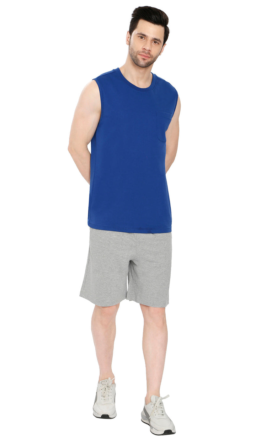 2 Pack Mens Cotton Knit Shorts with Elastic Waistband and Inner Drawstrings