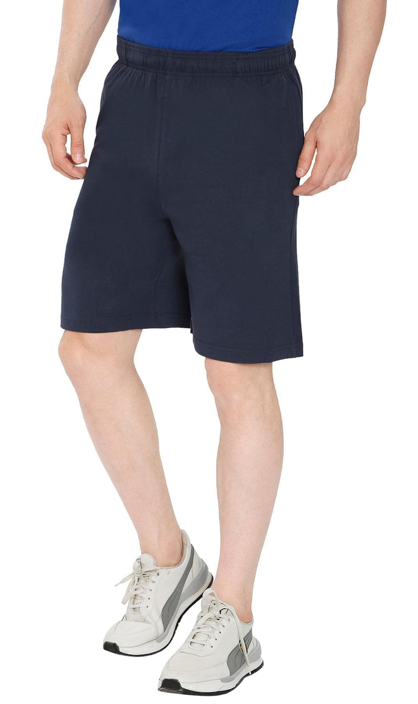 2 Pack Mens Cotton Knit Shorts with Elastic Waistband and Inner Drawstrings