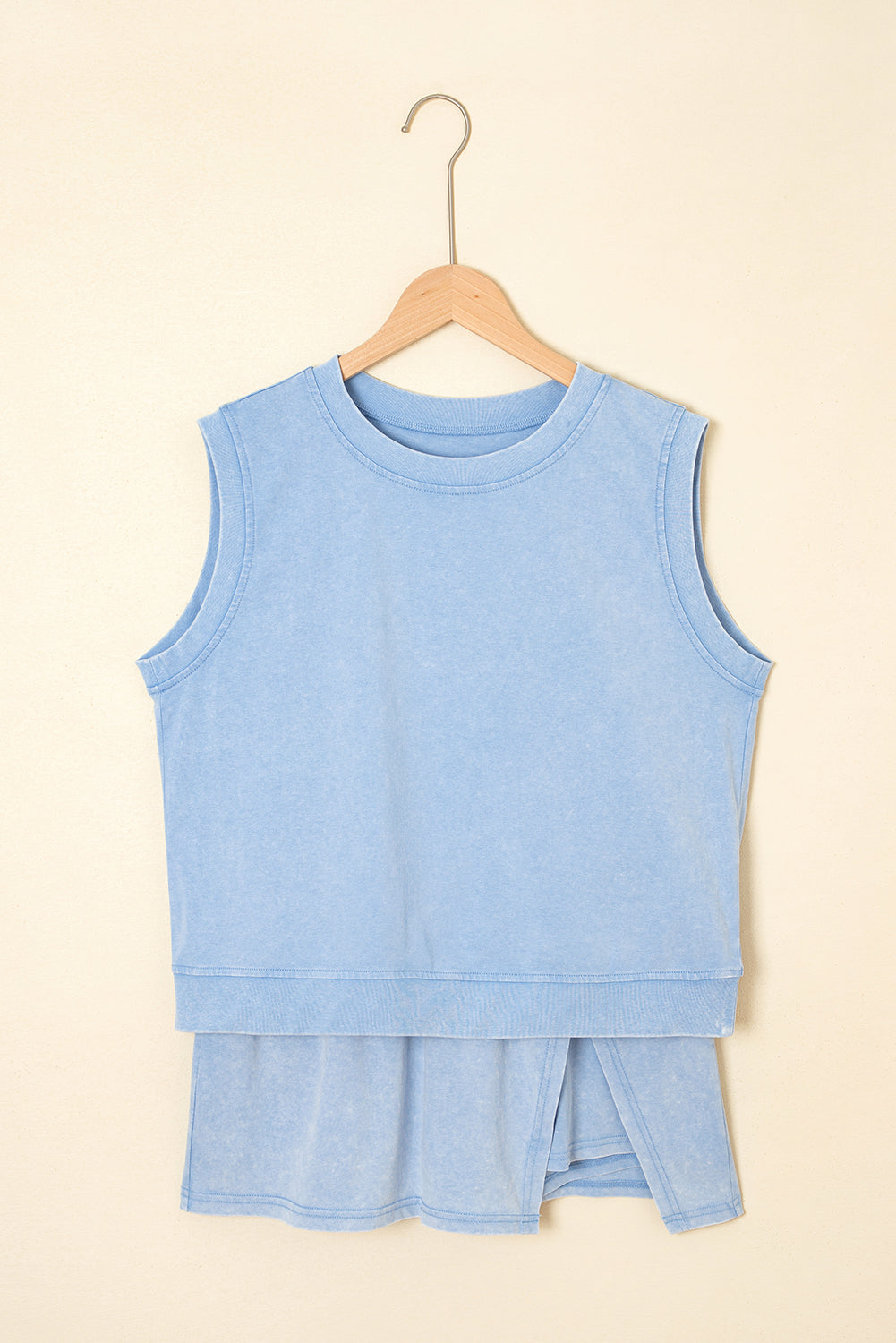 Myosotis 2 Pieces Mineral Wash Cotton Tank Top Lined Split Skort Set