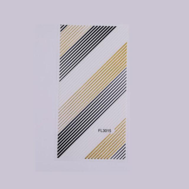 Gold Silver 3D Nail Sticker Curve Stripe Lines Nails Stickers Gradient