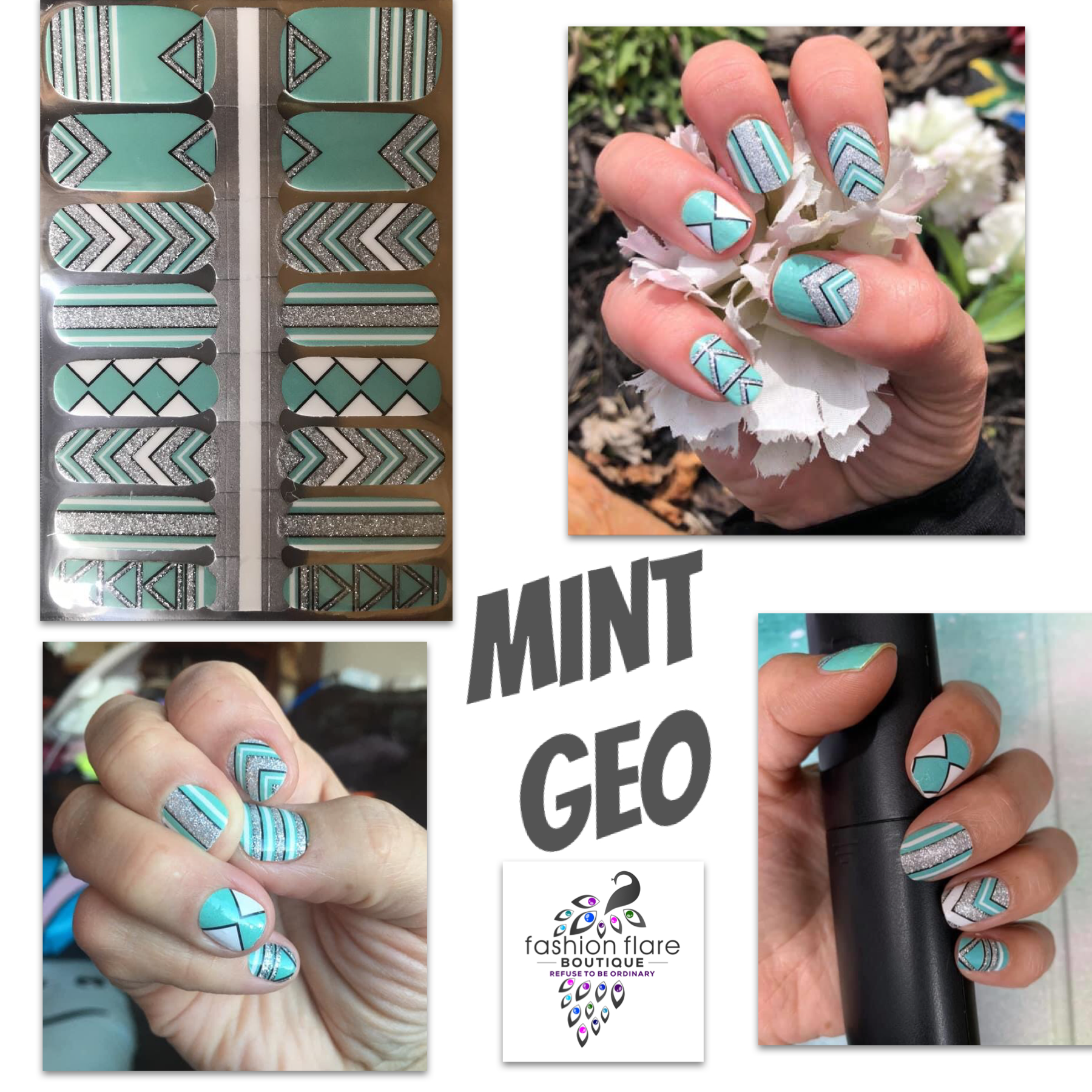 Mint Geo Nail Strips