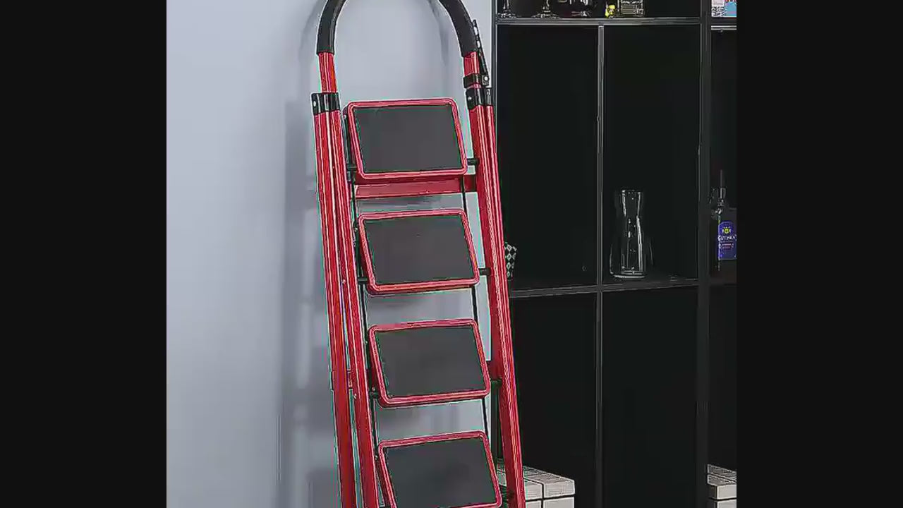 Heavy-Duty 2-Step Folding Ladder – Metal A-Frame with Non-Slip Steps