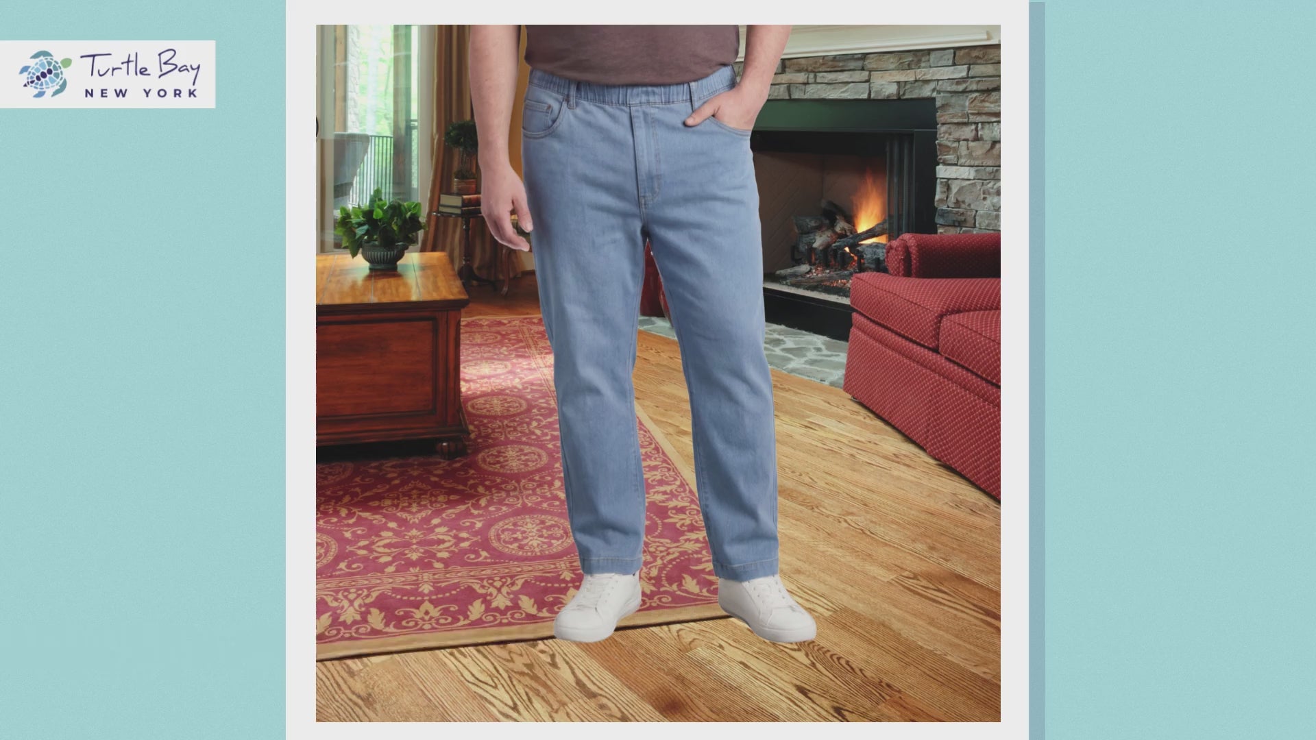 Men’s Lightweight Casual Elastic Waist Pull-On Jeans – Denim & Twill Pants with Easy Fit