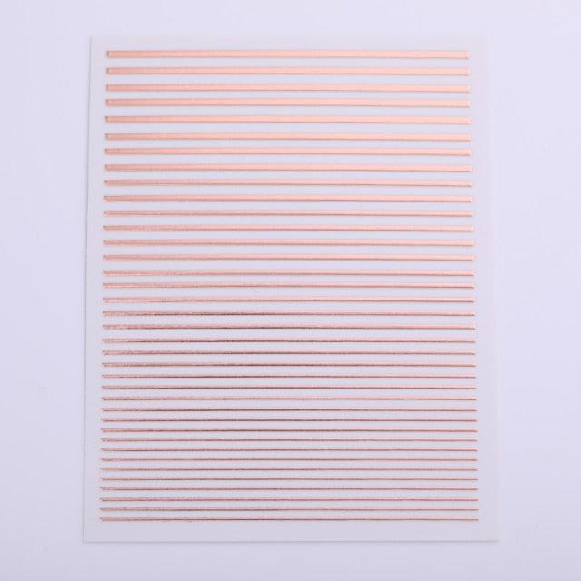 Gold Silver 3D Nail Sticker Curve Stripe Lines Nails Stickers Gradient